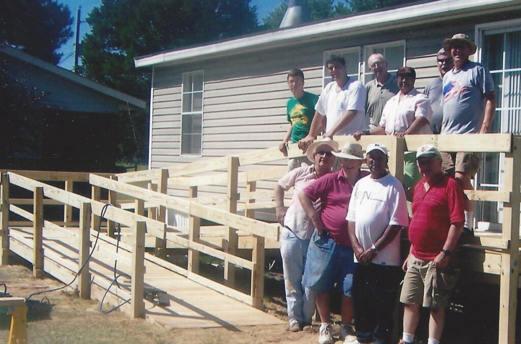 Gilbert and crew building a ramp.